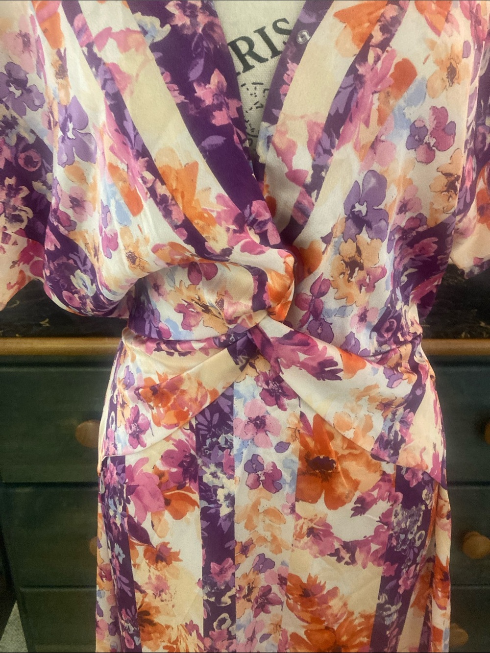 Q2 Floral Maxi Dress in Purple & Orange Size M - NWT - Picture 2 of 7